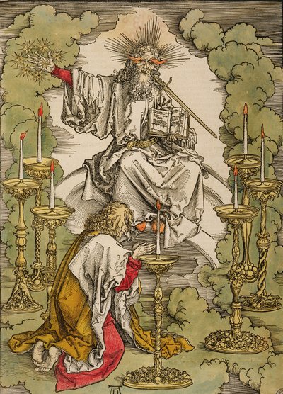St. John on the Island of Patmos receives inspiration from God to create the Apocalypse, 1498 by Albrecht Dürer